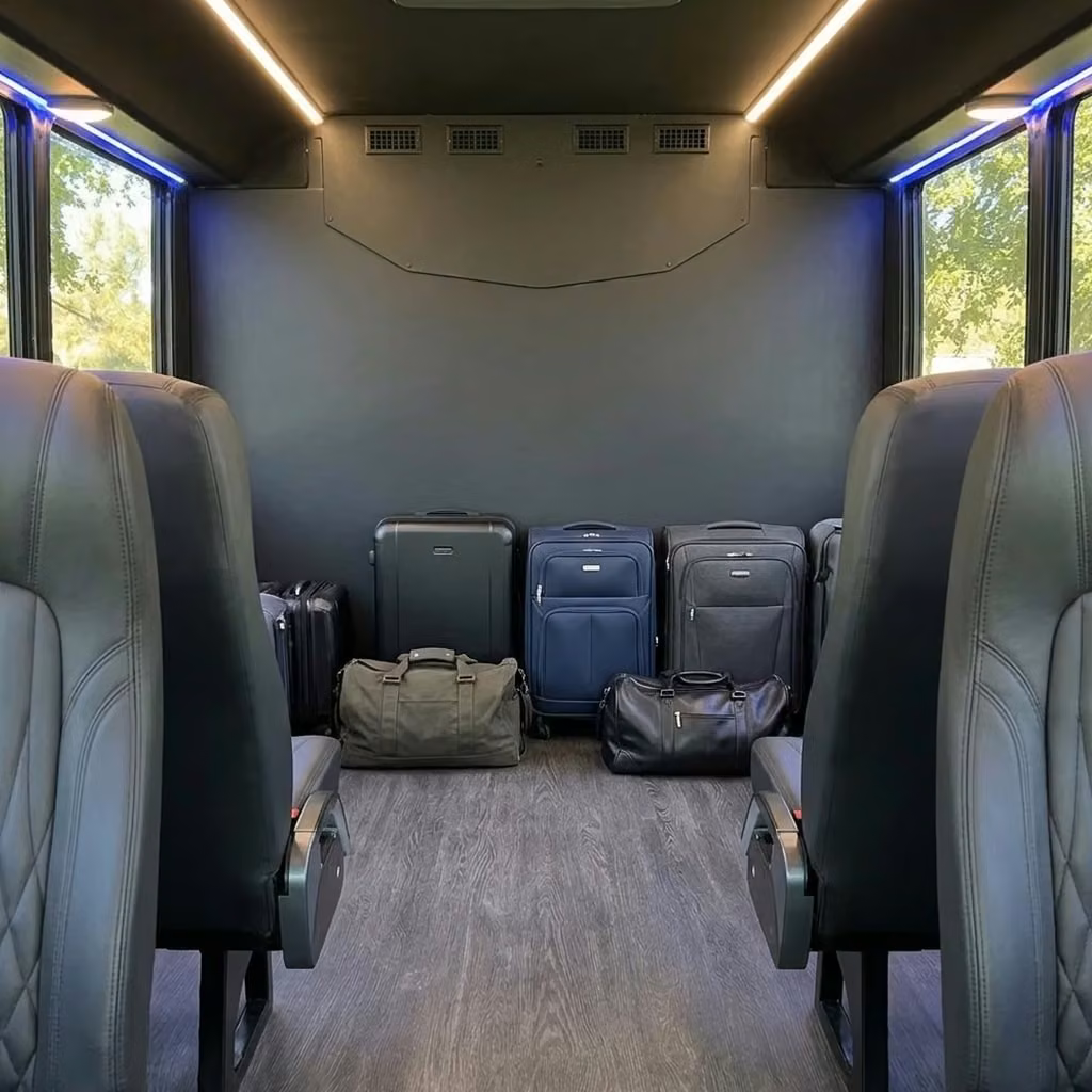 carmel 20 passenger minibus luggage area