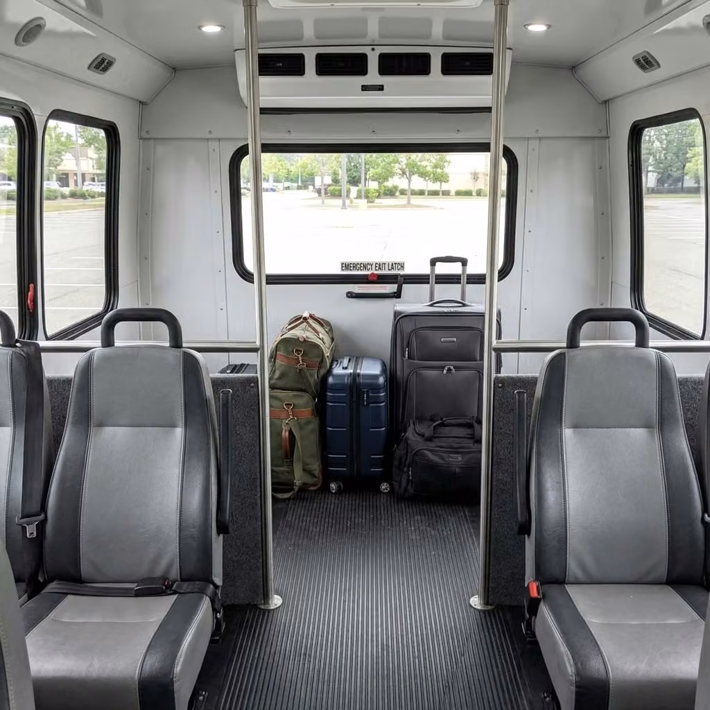 carmel 28 passenger minibus luggage area