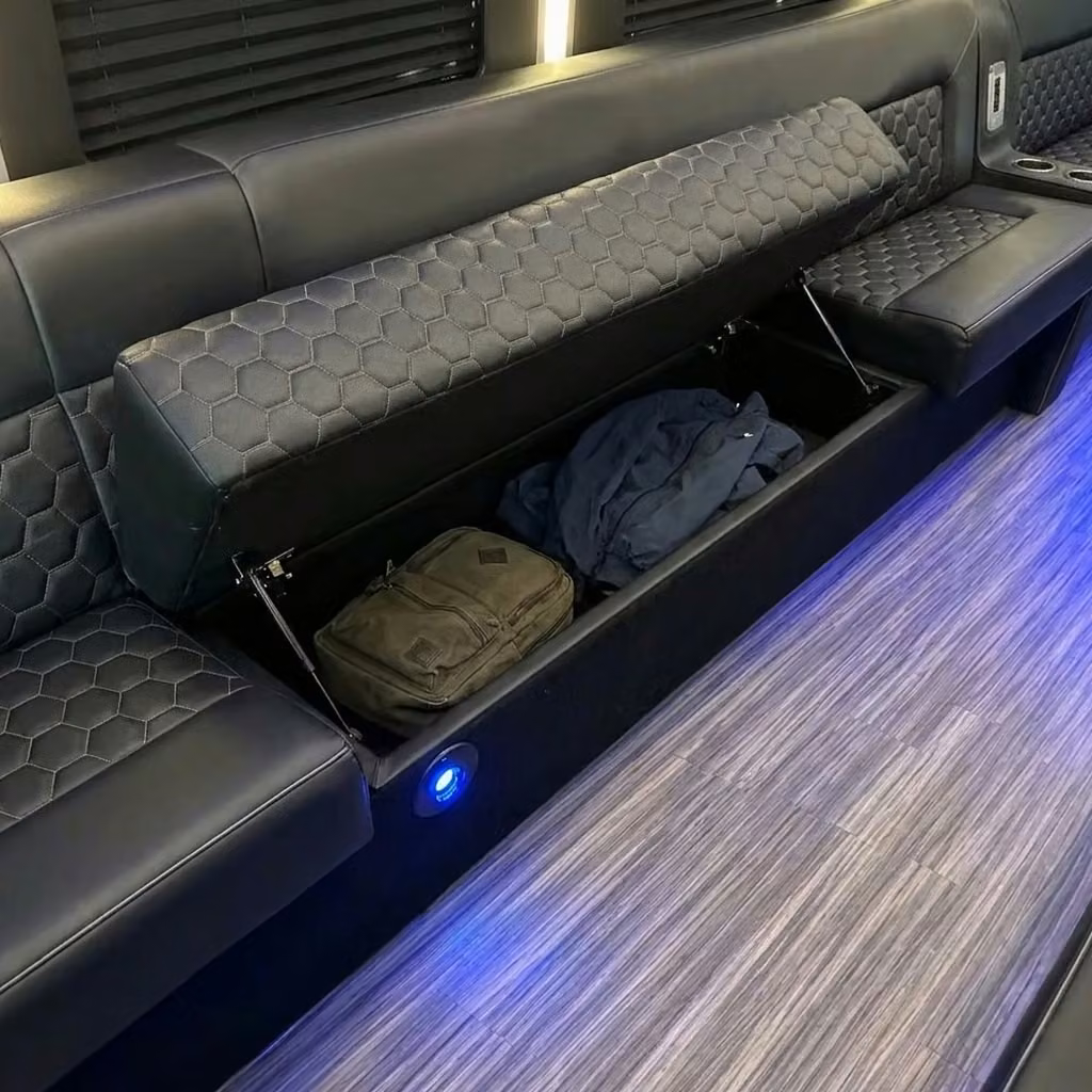carmel party bus under seat storage