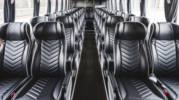 50 passenger charter bus inside noblesville