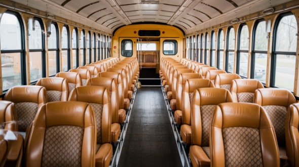 school bus rental interior anderson